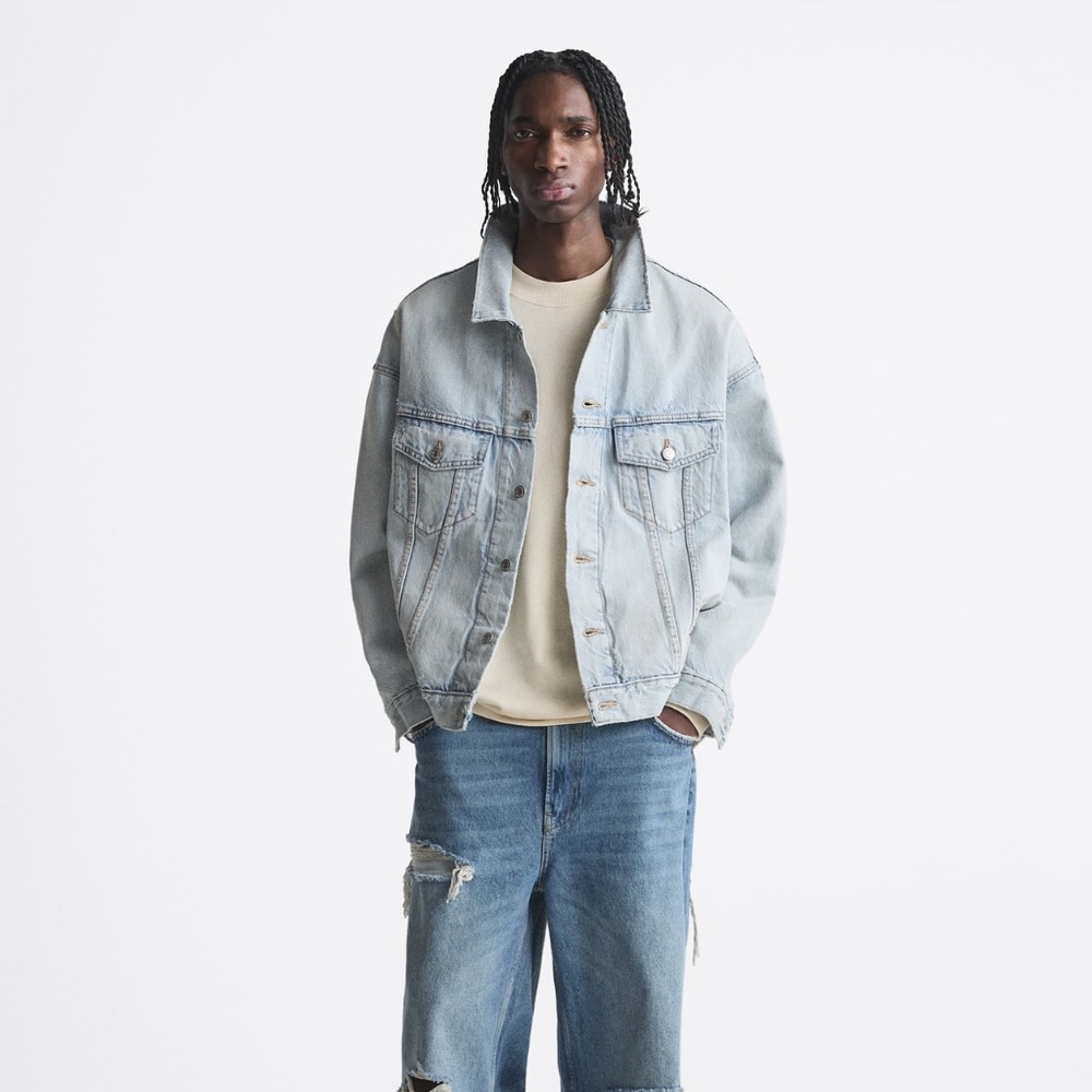Zara RELAXED CROPPED DENIM JACKET
